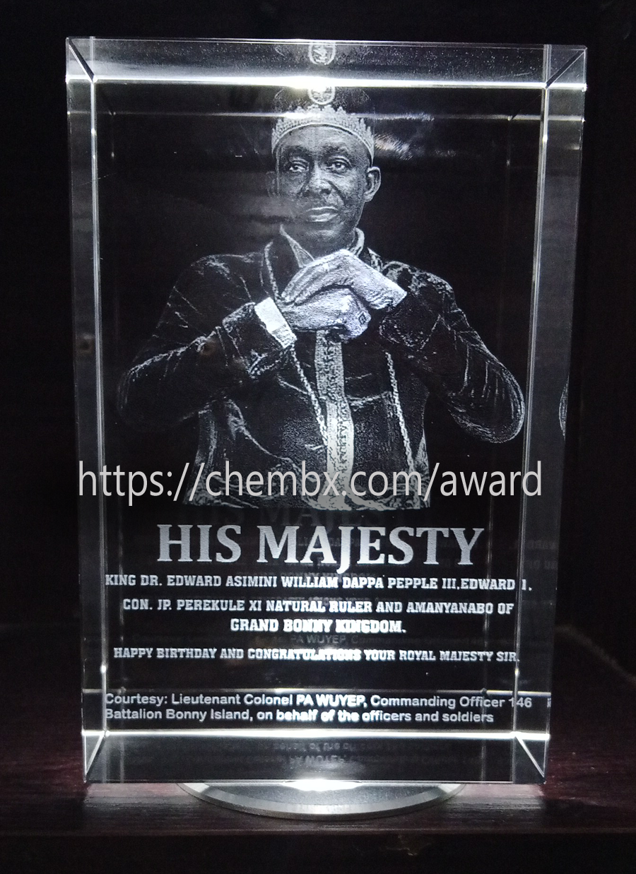 Rotating LED Base Crystal Awards – 3D Cube Trophies by Chembx Nigeria