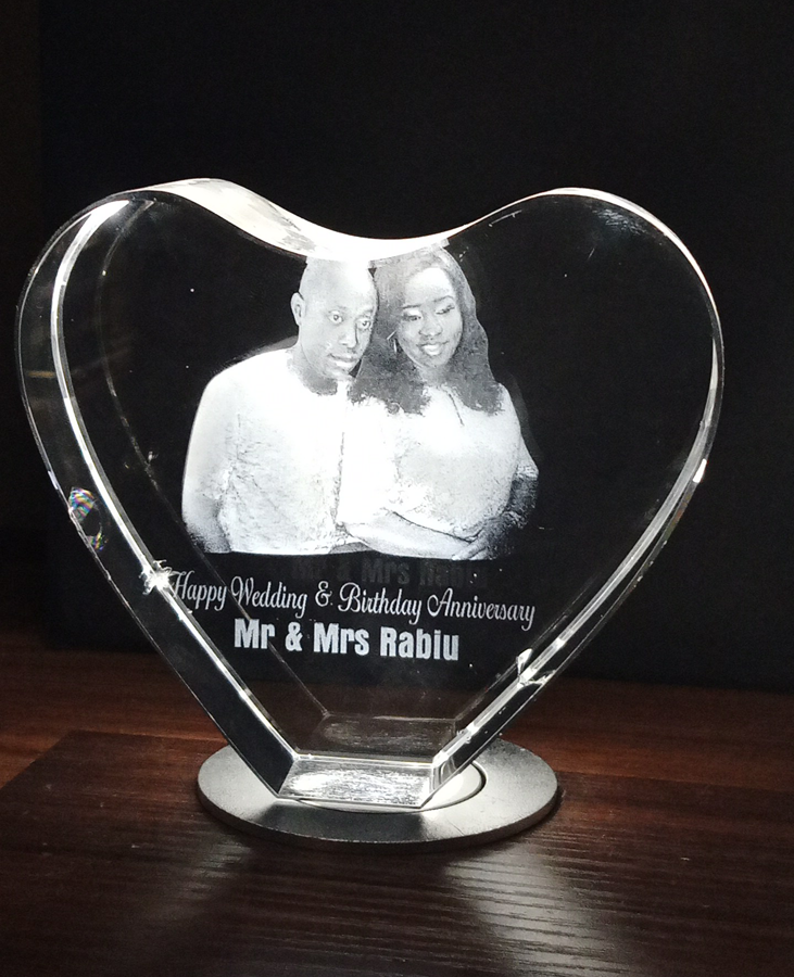 Modern 3D Glass Award with Rotating Display Base – Chembx Custom Plaques in Nigeria