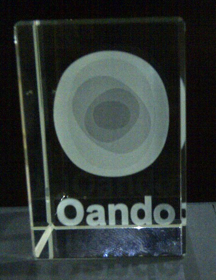 Modern 3D glass plaque in cube shape with lighting base, available for fast delivery