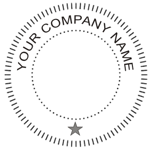 Embossed stamp with circular company name design
