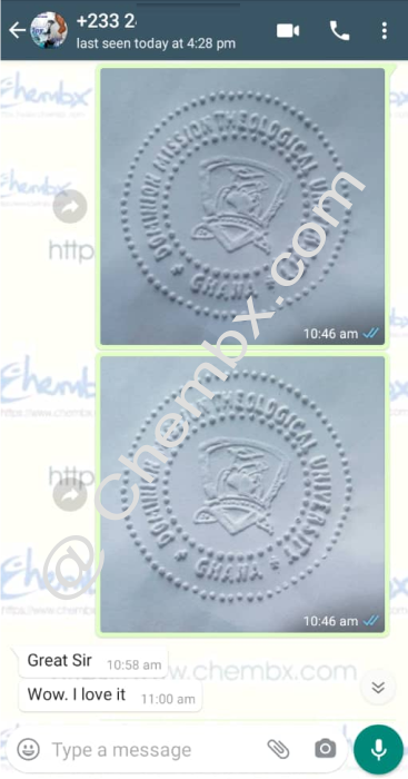 Corporate seal sample featuring company name and registration number