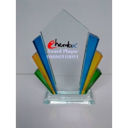 Green Colour with transparent base Crystal glass Award of Excellence Plaque